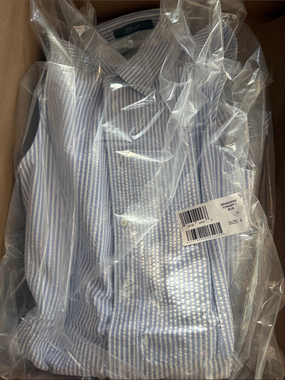 RALPH LAUREN (RLX)- Seersucker Sleeveless Shirtdress Blue White Stripe- SIZE 4 - Picture 3 of 10
